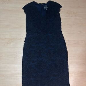 Reem Acra Navy Lace Midi Dress